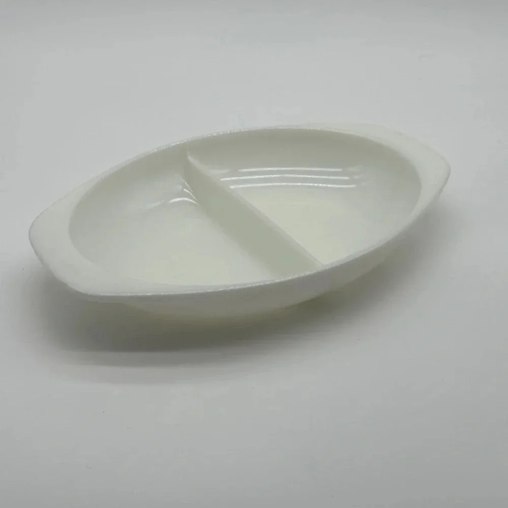 Vintage Pyrex White Milk Glass Divided Serving Dish Platter Bowl 1 1/2 QT #1083‎